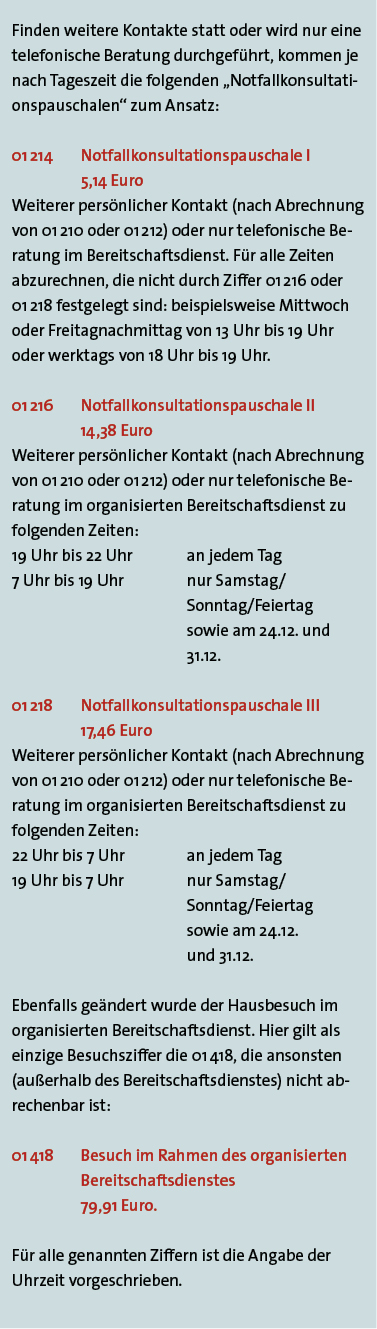 Notfallpauschalen