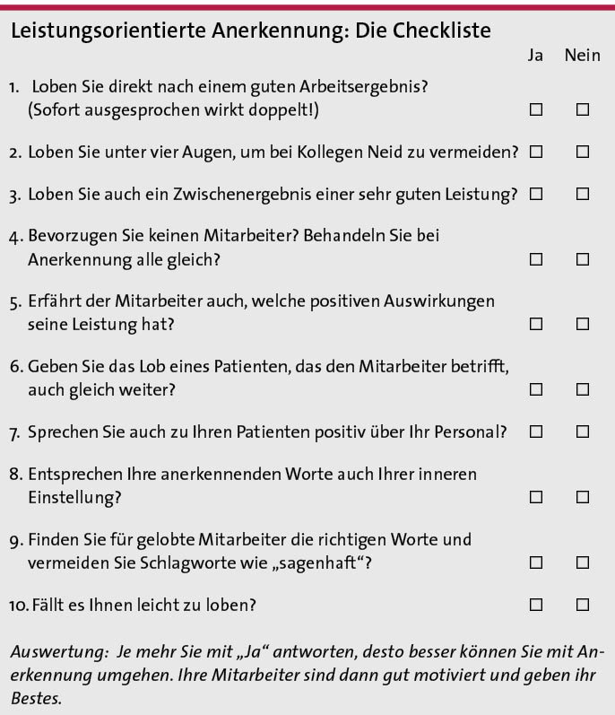 Leistungsorientierte Anerkennung: Die Checkliste